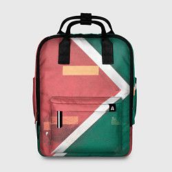 Рюкзак женский Абстрактная красная и зелёная поверхность с линиям, цвет: 3D-принт