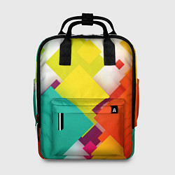Рюкзак женский Цветные геометрические квадраты, цвет: 3D-принт