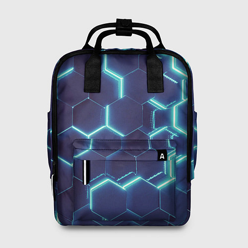 Женский рюкзак Голубой неон соты / 3D-принт – фото 1