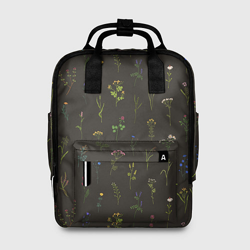 Женский рюкзак Полевые растения на темном фоне / 3D-принт – фото 1