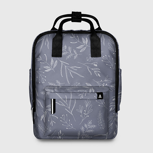 Женский рюкзак Минималистичный растительный узор на серо-голубом / 3D-принт – фото 1
