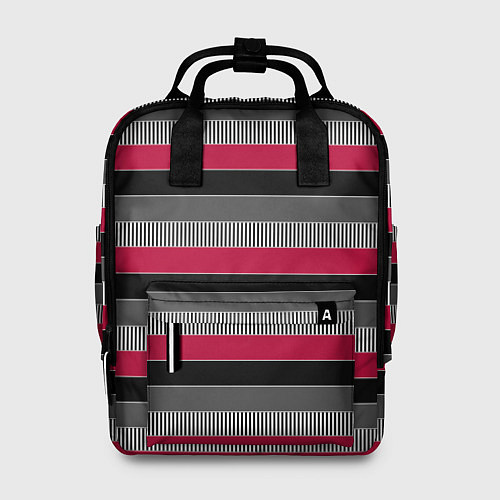 Женский рюкзак Красно-черный полосатый современный узор / 3D-принт – фото 1