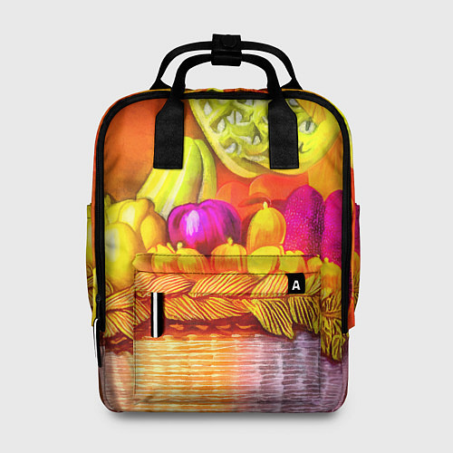 Женский рюкзак Спелые фрукты и овощи в плетеной корзине / 3D-принт – фото 1