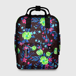Рюкзак женский Неоновые цветы - паттерн, цвет: 3D-принт