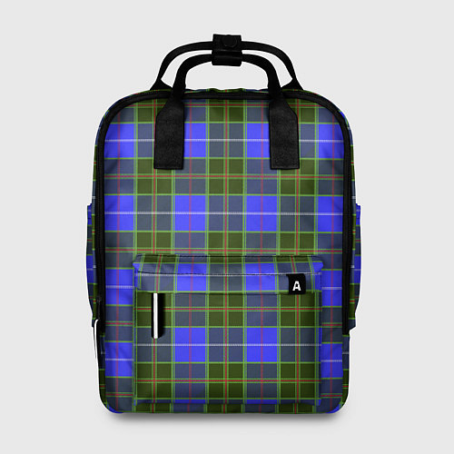Женский рюкзак Ткань Шотландка сине-зелёная / 3D-принт – фото 1