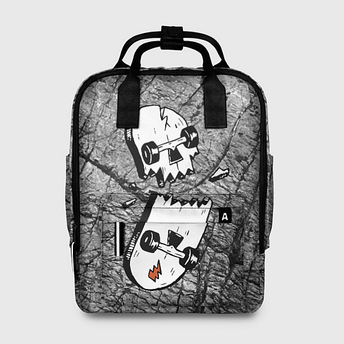 Женский рюкзак Расколотый скейтборд - иллюзия черепа / 3D-принт – фото 1