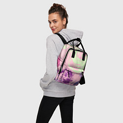Рюкзак женский Розовый фон и разноцветные круги, цвет: 3D-принт — фото 2