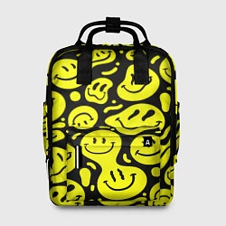 Рюкзак женский Кислотный желтый смайлик, цвет: 3D-принт