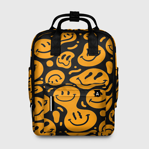 Женский рюкзак Растекающийся оранжевый смайл / 3D-принт – фото 1