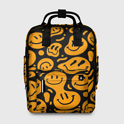 Рюкзак женский Растекающийся оранжевый смайл, цвет: 3D-принт