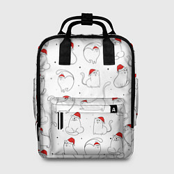 Рюкзак женский Паттерн новогодний котик, цвет: 3D-принт
