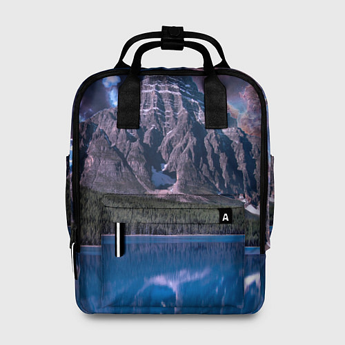 Женский рюкзак Горы и лес у озера / 3D-принт – фото 1