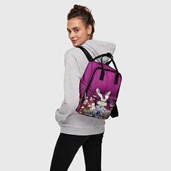 Рюкзак женский Кролик на винном фоне, цвет: 3D-принт — фото 2