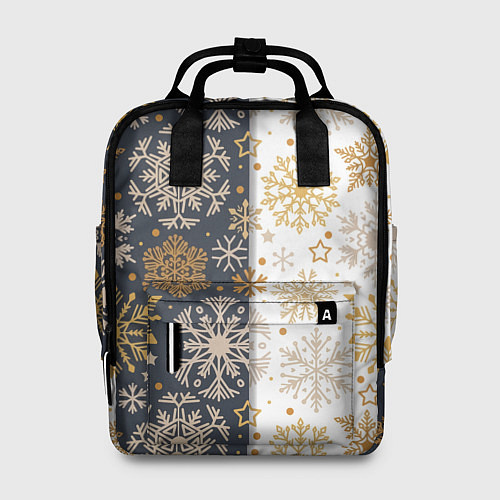 Женский рюкзак Рождественские милые золотые снежинки / 3D-принт – фото 1