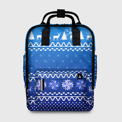 Женский рюкзак Новогодний узор на синем фоне / 3D-принт – фото 1