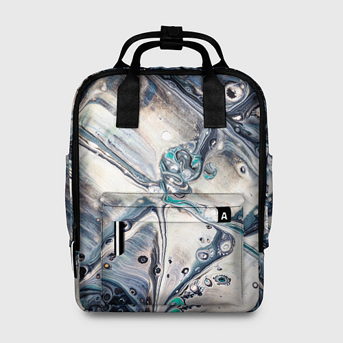 Женский рюкзак Абстрактное жидкое белое и синее стекло / 3D-принт – фото 1