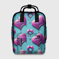 Рюкзак женский Паттерн сердца и капли, цвет: 3D-принт