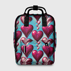 Рюкзак женский Паттерн красные абстрактные сердца, цвет: 3D-принт