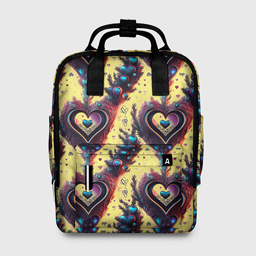 Женский рюкзак Паттерн яркие сердца / 3D-принт – фото 1