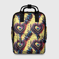 Рюкзак женский Паттерн яркие сердца, цвет: 3D-принт