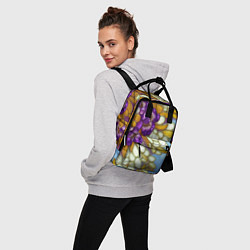 Рюкзак женский Фиалковый букет стеклянный узор, цвет: 3D-принт — фото 2