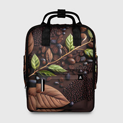 Рюкзак женский Кофейные зерна и листья чая, цвет: 3D-принт