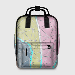 Рюкзак женский Разноцветный фон из треугольников с металлическими, цвет: 3D-принт