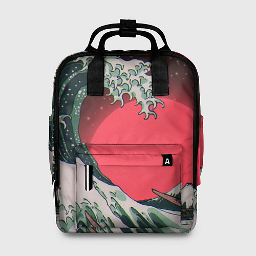 Женский рюкзак Японская волна в красном цвете / 3D-принт – фото 1