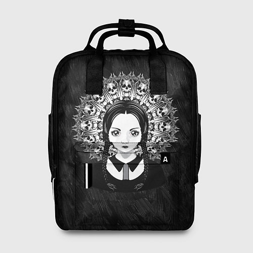 Женский рюкзак Готическая девушка и округлый орнамент с черепами / 3D-принт – фото 1