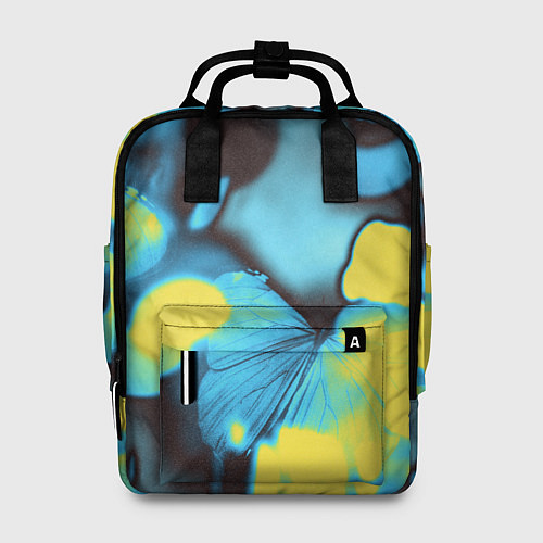 Женский рюкзак Голубые бабочки асбтракция / 3D-принт – фото 1