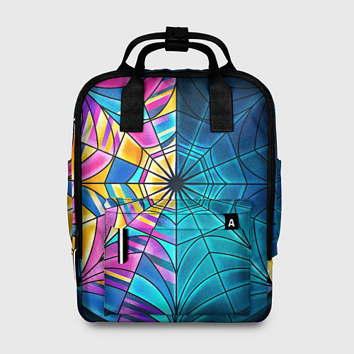 Женский рюкзак Уэнсдей - окно ночной витраж - текстура зерна / 3D-принт – фото 1