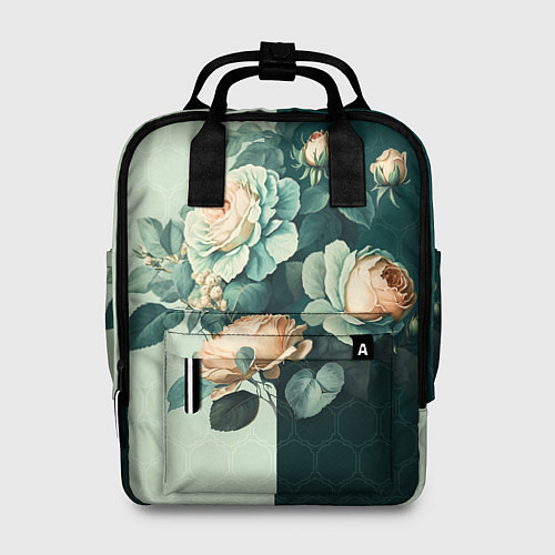 Женский рюкзак Розы на зеленом фоне / 3D-принт – фото 1