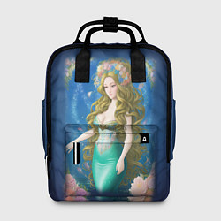 Рюкзак женский Фэнтези женщина русалка с цветами, цвет: 3D-принт