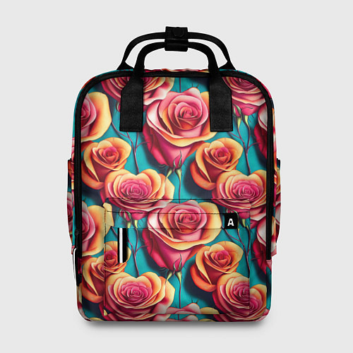 Женский рюкзак Паттерн с розами / 3D-принт – фото 1