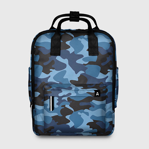 Женский рюкзак Сине-черный камуфляж / 3D-принт – фото 1
