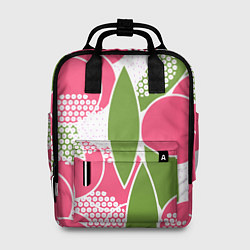 Рюкзак женский Абстракция круги и зеленый лист, цвет: 3D-принт
