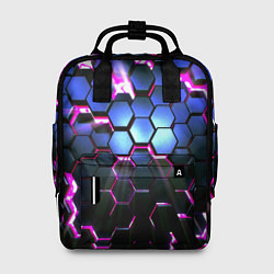 Рюкзак женский Неоновые стильные соты, цвет: 3D-принт