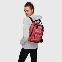 Рюкзак женский Красный с белым клетчатый узор, цвет: 3D-принт — фото 2