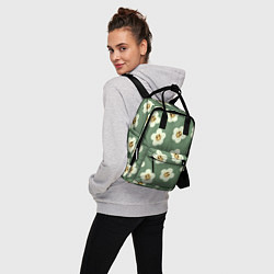 Рюкзак женский Цветочки-смайлики: темно-зеленый паттерн, цвет: 3D-принт — фото 2