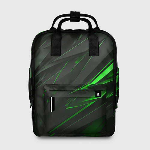Женский рюкзак Черные объекты в зеленым свечением / 3D-принт – фото 1