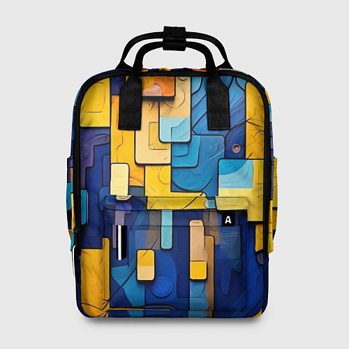 Женский рюкзак Синие и жёлтые фигуры / 3D-принт – фото 1