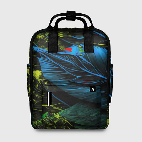 Женский рюкзак Синий лист абстракция / 3D-принт – фото 1