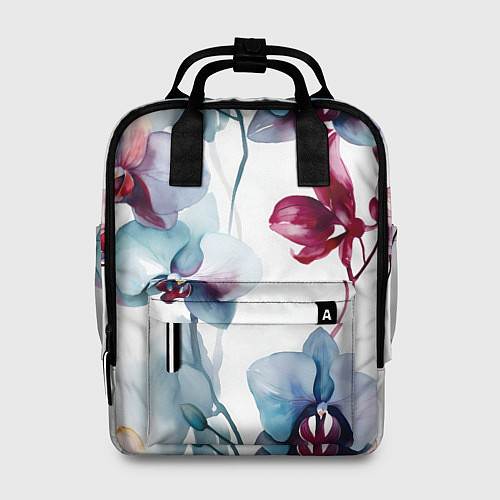Женский рюкзак Голубая орхидея акварель - паттерн / 3D-принт – фото 1