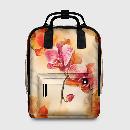 Женский рюкзак Акварельные цветы - персиковый паттерн / 3D-принт – фото 1