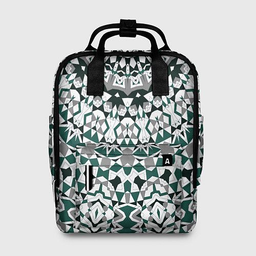 Женский рюкзак Узор мандала в серых и зеленых тонах / 3D-принт – фото 1