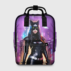 Рюкзак женский Девушка-кошка - киберпанк, цвет: 3D-принт