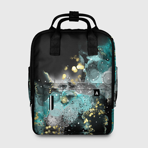 Женский рюкзак Неоновая абстракция с золотым боке / 3D-принт – фото 1