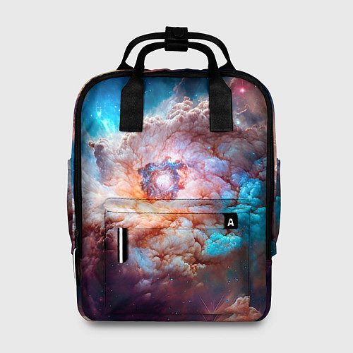 Женский рюкзак Небула в космосе в голубо-розовых тонах - нейронна / 3D-принт – фото 1