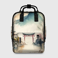 Женский рюкзак Японский пейзаж - акварель