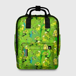 Рюкзак женский Зеленые волнистые попугайчики, цвет: 3D-принт
